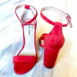 Steve Madden - Carrson Red Suede Block Heeled Sandals